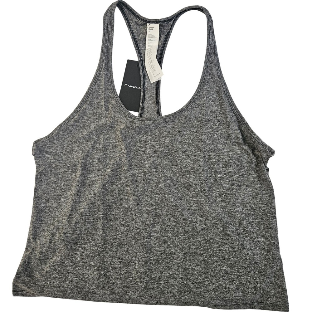Fabletics Heathered Racerback Activewear Tank Top Womens Large Gray NWT
